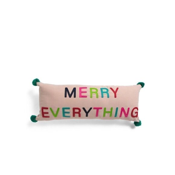 Cupcakes and cashmere Merry Everything 12”x28” Pom Pom pillow - Picture 1 of 2